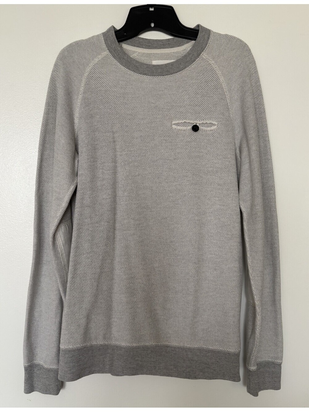 Billy Reid Gray Tight-Knit Crew Neck Pullover Sweater Cotton/Poly Men's S
